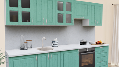 Кухня на заказ Патина дуб бирюза